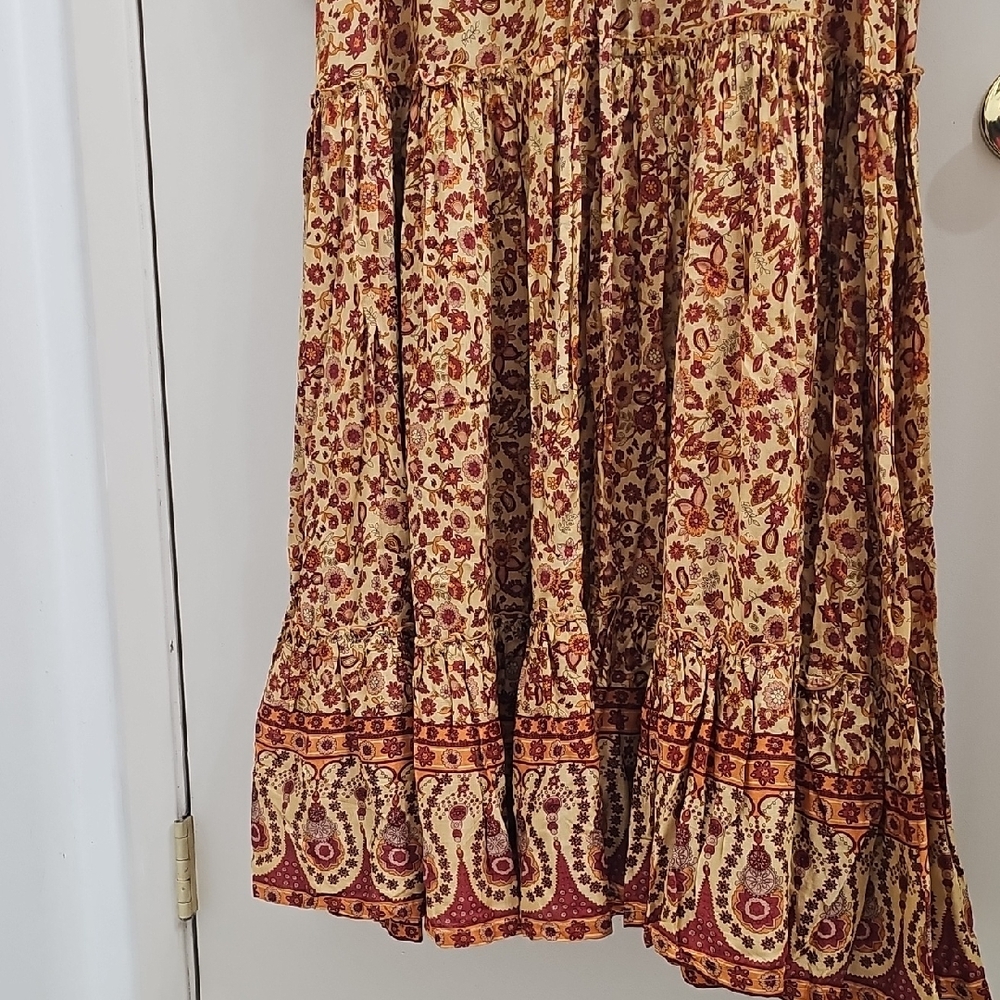 Aura Brown and Orange Ruffled Sundress - Picture 7 of 8